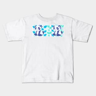 Blue Leaf Pandas Kids T-Shirt